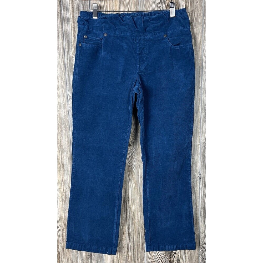 Chadwicks Blue Corduroy Pants 8P (29x27) Elastic Waist Pull On Cotton/Spandex